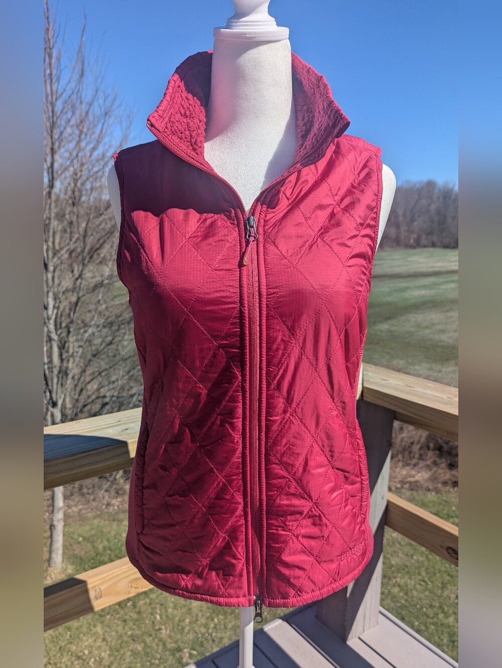 L.L. Bean Medium Fleece Lined Puffer Vest Raspberry Pink